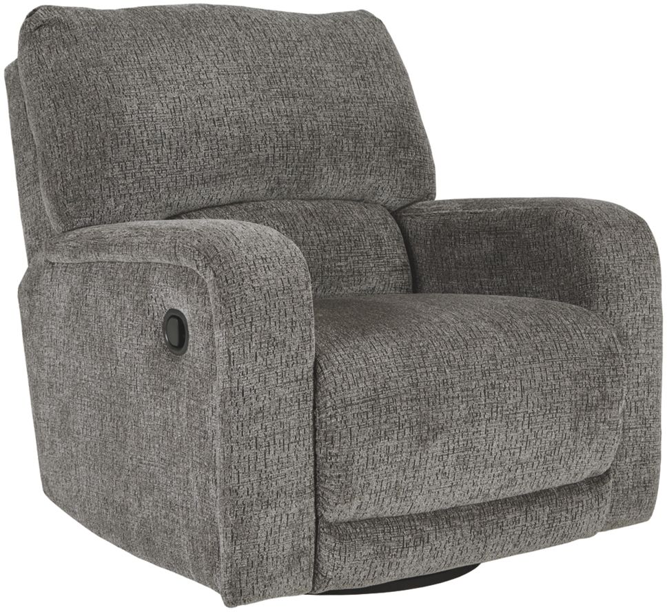 Signature Design by Ashley Wittlich Slate Swivel Glider Recliner Furniture Villa BrandSource Home Furnishings