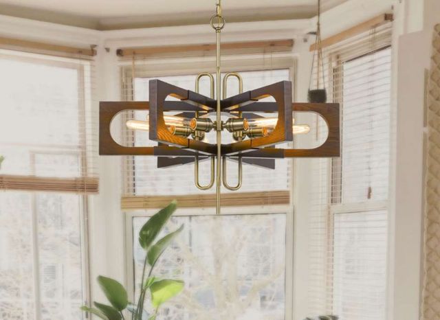 Cal® Lighting & Accessories Sneek Antique Brass/Brown Chandelier-2