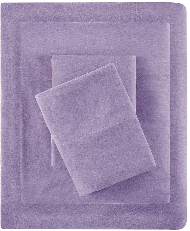Olliix by Intelligent Design Purple Queen Cotton Blend Jersey Knit All Season Sheet Set-0