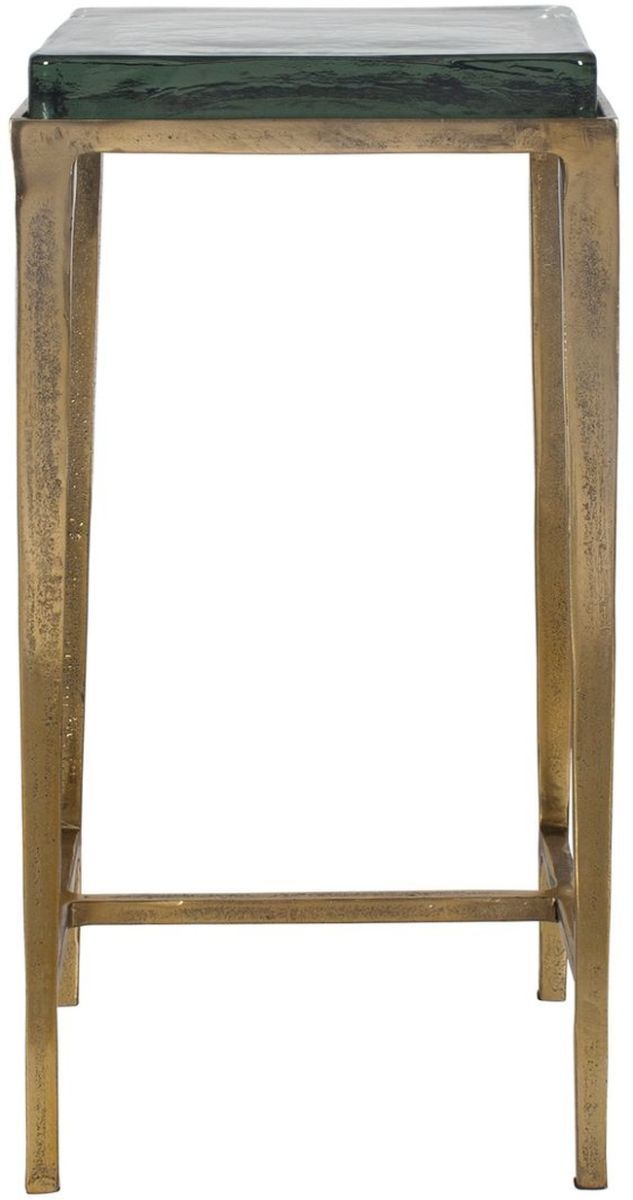 Uttermost® Preston Square Glass Top Accent Table with Antique Brass Base-3