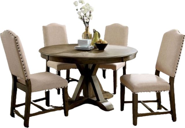 Furniture of America® Julia 5-Piece Light Oak/Ivory Dining Set-0