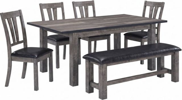 Elements International Nathan 6-Piece Black/Gray Dining Set-0
