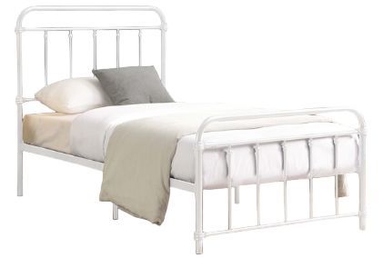 Milton Greens Stars White Twin Metal Farmhouse Classic Platform Bed-0