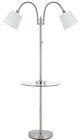Cal® Lighting & Accessories Gailmetal Brushed Steel/White Floor Lamp with Double Goose Neck-0
