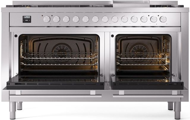 Ilve® Professional Plus II 60" Stainless Steel Pro Style Dual Fuel Range-1