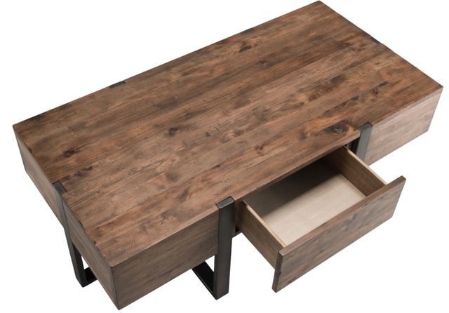 Magnussen Home® Prescott Rustic Honey Condo Cocktail Table with Metal Base -2