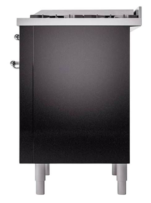 Ilve® Nostalgie II Noblesse 36'' Glossy Black Pro Style Dual Fuel Range with Chrome Trim-3