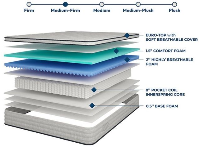 Furniture of America® Salvia 12" Hybrid Medium Firm Euro Top King Mattress in a Box-2