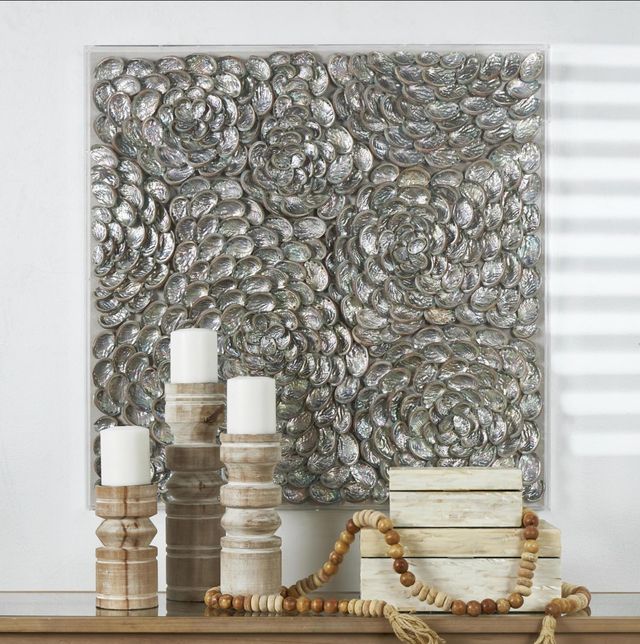 Deco Marche Brown Plastic Shell 3D Layered Shadow Box with Iridescent Finish-4