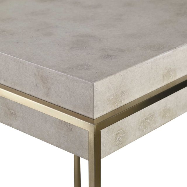 Uttermost® India Ivory Burl Accent Table with Brushed Brass Base-1