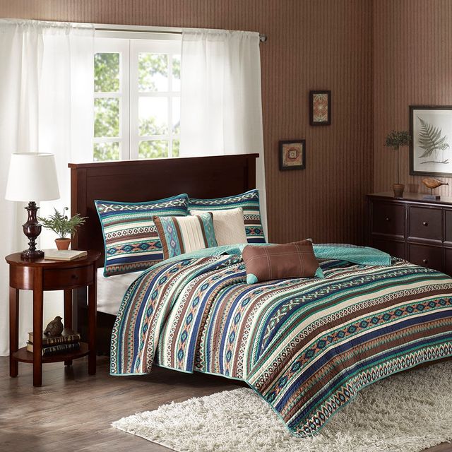 Olliix by Madison Park 6 Piece Blue Full/Queen Malone Reversible Coverlet Set-0