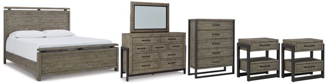 Signature Design by Ashley® Brennagan 6-Piece Gray California King Panel Bed Set-0