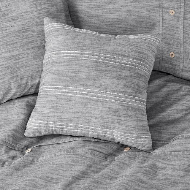 Olliix by Clean Spaces Dover 5 Piece Organic Cotton Oversized Grey Full/Queen Comforter Cover Set-2