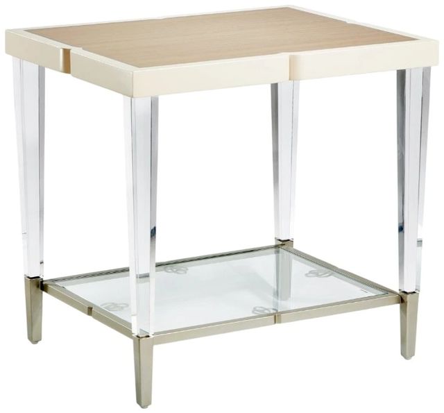 Michael Amini® Camden Court™ Brown End Table with Clear/Platinum Base-0