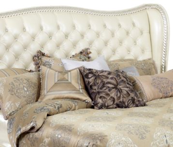 Michael Amini® Hollywood Swank Creamy Pearl Eastern King Upholstered Panel Bed-1