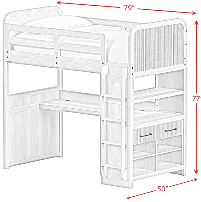 Elements International Ridgemont Black with Grain Youth Loft Bunk Bed-2