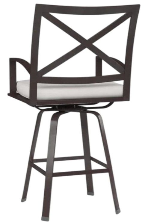 Sunset West La Jolla Espresso Aluminum Swivel Outdoor Counter Stool with Canvas Flax Cushion-2