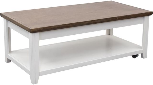 Legends Home Providence Bourbon Coffee Table with White Base-0