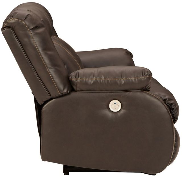 Signature Design by Ashley® Denoron Chocolate Reclining Power Loveseat-3