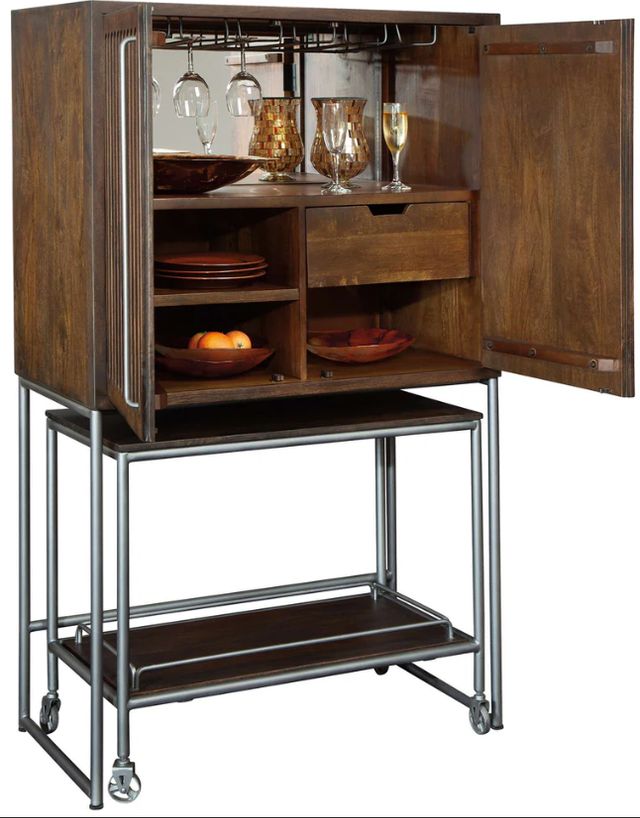 Howard Miller® Medium Brown Cart Wine and Bar Cabinet-3