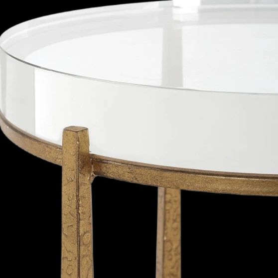 Uttermost® Midas Glass Top End Table with Antique Gold Base-4