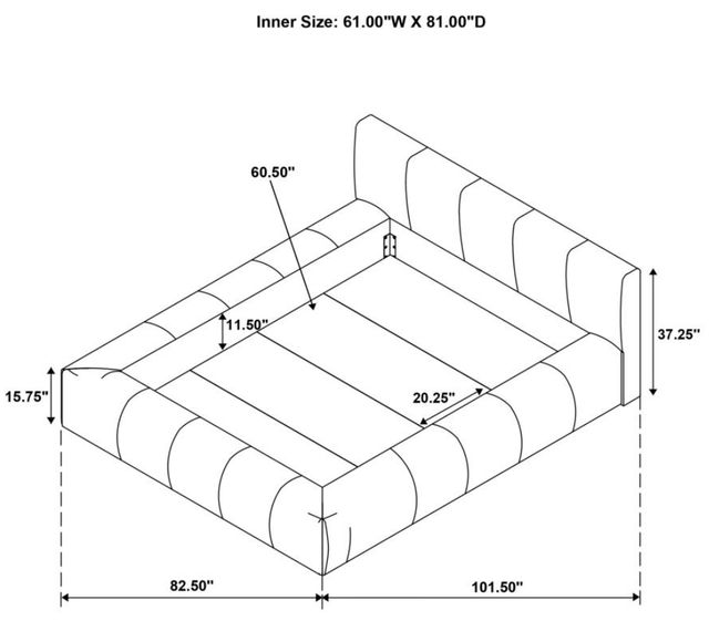 Coaster® Wilshire Gray Queen Upholstered Panel Bed-2