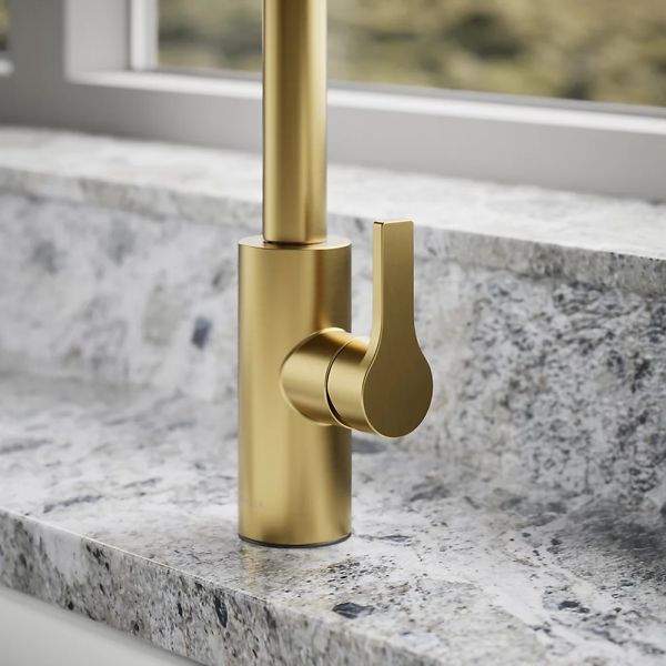 KOHLER® Elate® Vibrant Brushed Moderne Brass 17" Kitchen Sink Faucet with 2-Function Sprayhead-4