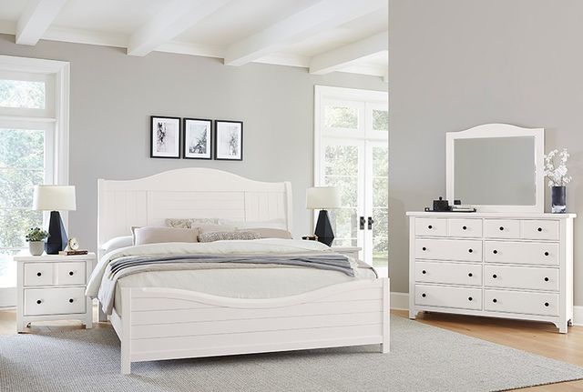 Vaughan-Bassett Cool Farmhouse Soft White Queen Sleigh Bed-1