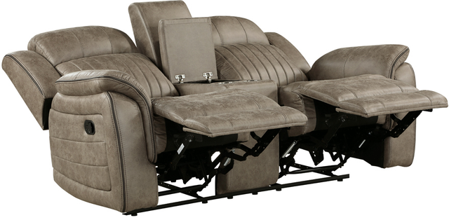 Homelegance® Centeroak Sandy Brown Manual Double Reclining Loveseat with Center Console-3