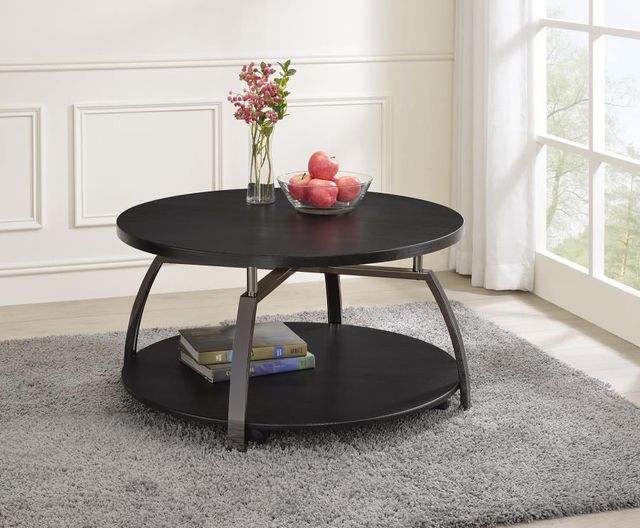 Coaster® Dacre Dark Charcoal Coffee Table with Black Nickel Base-3