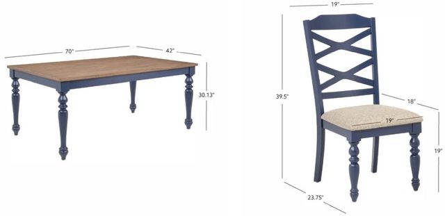 Powell® Trimble 5-Piece Beige/Navy Blue Dining Set-2