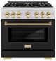 ZLINE Autograph Edition 36" Stainless Steel Pro Style Dual Fuel Range with Black Matte Door and Polished Gold Accents-0