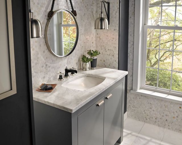Brizo Rook® Brilliance® Luxe Nickel®/Matte Black Widespread Lavatory and Bidet Cross Handle Kit-1