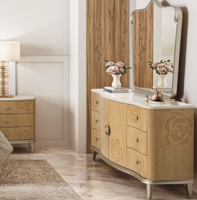 Michael Amini® Camellia Field Caramel Dresser and Mirror-1