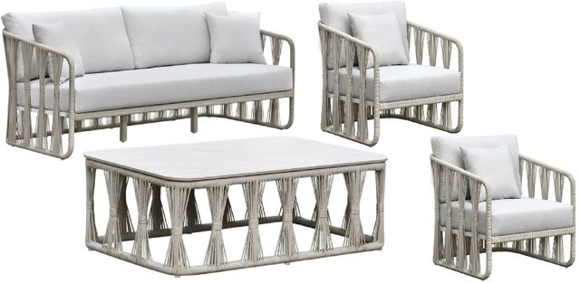 Intercon Alexa 4-Piece White Aluminum Outdoor Seating Set-0