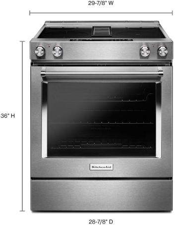 KitchenAid® 30" Stainless Steel Downdraft Slide-In Electric Range-2