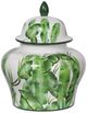 A & B Home Urn Green/White Lidded Jar-0
