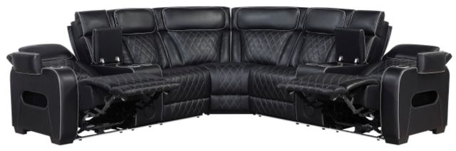 Homelegance® Fairway 3-Piece Black Power Reclining Sectional-4