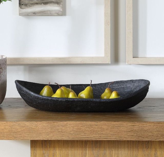 Uttermost® Ember Black Weave Indoor-Outdoor Polyresin Bowl-2