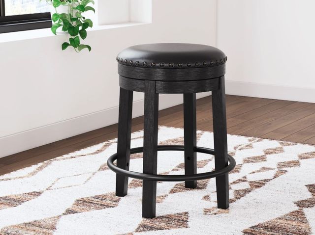 Signature Design by Ashley® Valebeck Black Upholstered Swivel Bar Stool-3