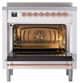 Ilve® Nostalgie II Noblesse 36'' White Pro Style Induction Range with Copper Trim-1