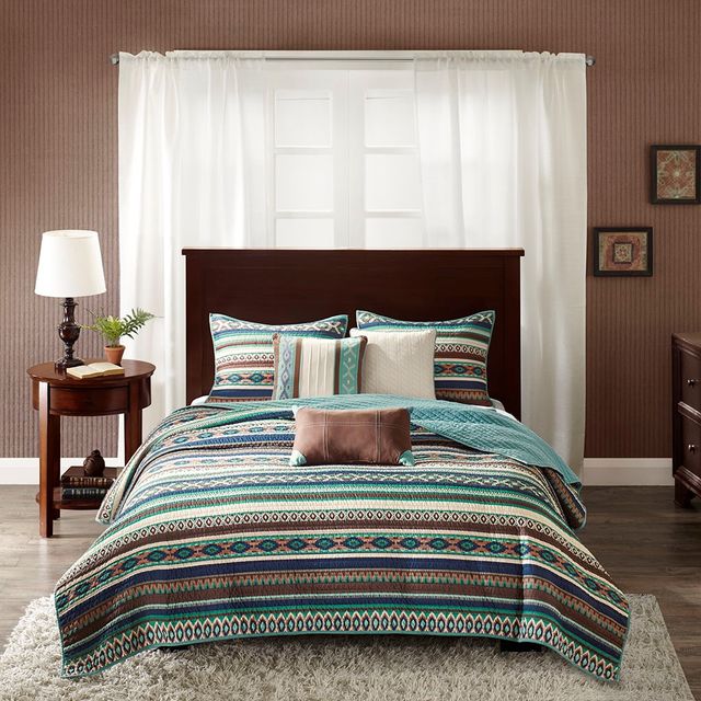 Olliix by Madison Park 6 Piece Blue Full/Queen Malone Reversible Coverlet Set-1