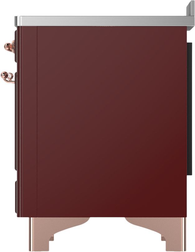 Ilve® Majestic III 48" Burgundy Pro Style Induction Range with Triple Glass Door and Copper Trim-3