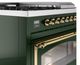 Ilve® Nostalgie II Noblesse 48'' Emerald Green Pro Style Dual Fuel Range with Brass Trim-4