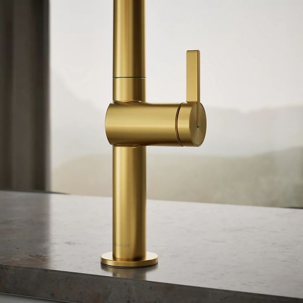 KOHLER® Components® Vibrant Brushed Moderne Brass Pull-Down Kitchen Sink Faucet with 2-Function Sprayhead-4