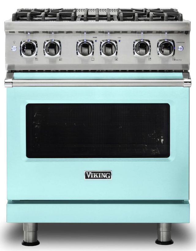 Viking® 5 Series 30" Bywater Blue Pro Style Dual Fuel Natural Gas Range-0