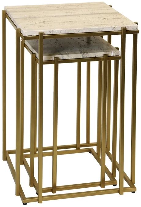 Stylecraft 2-Piece Marble and Gold Side Table Set-1