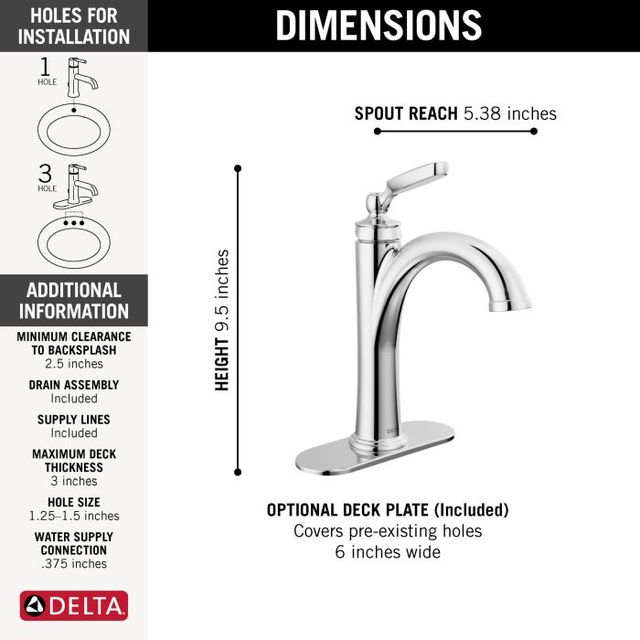 Delta Woodhurst® Chrome Single Handle Bathroom Faucet-4