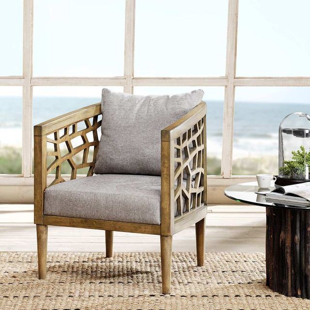 Olliix by INK+IVY Light Grey Crackle Accent Chair-2