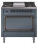 Ilve® Nostalgie II Noblesse 36'' Blue Gray Pro Style Dual Fuel Range with Burnished Trim-0